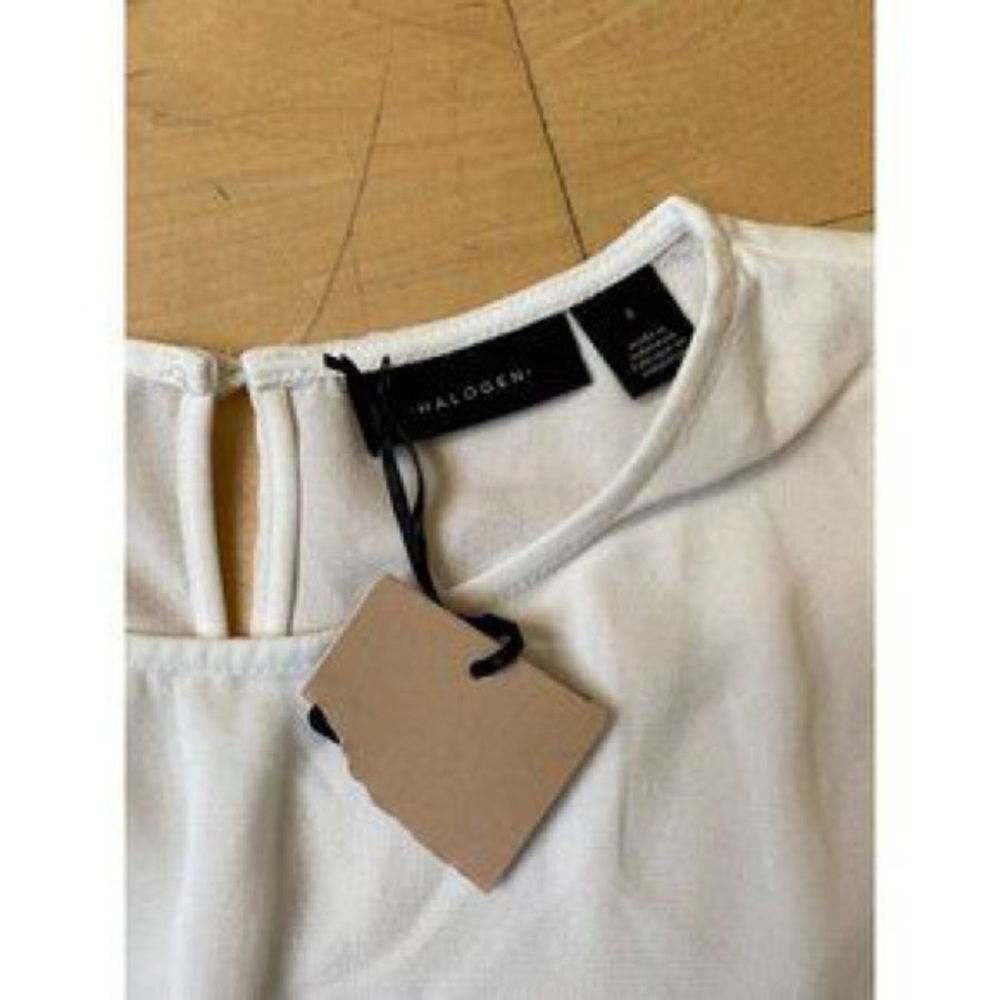 Halogen White Short-Sleeve Round-Neck Blouse - Picture 4 of 4
